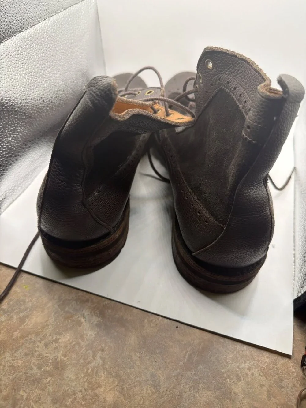 Polo Ralph Lauren Brown Leather & Suede Wingtip Boots Mens Size 11.5D Made In Ch